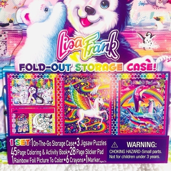 NWT Lisa Frank Coloring & Activity Set with Fold Out Storage Case + 600 Stickers - Picture 9 of 16